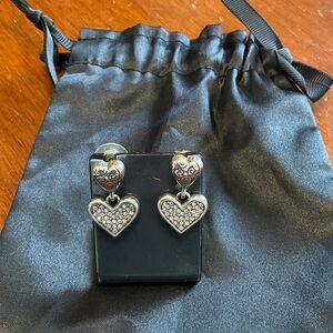 Brighton Silver Plated and Crystal Heart Earrings